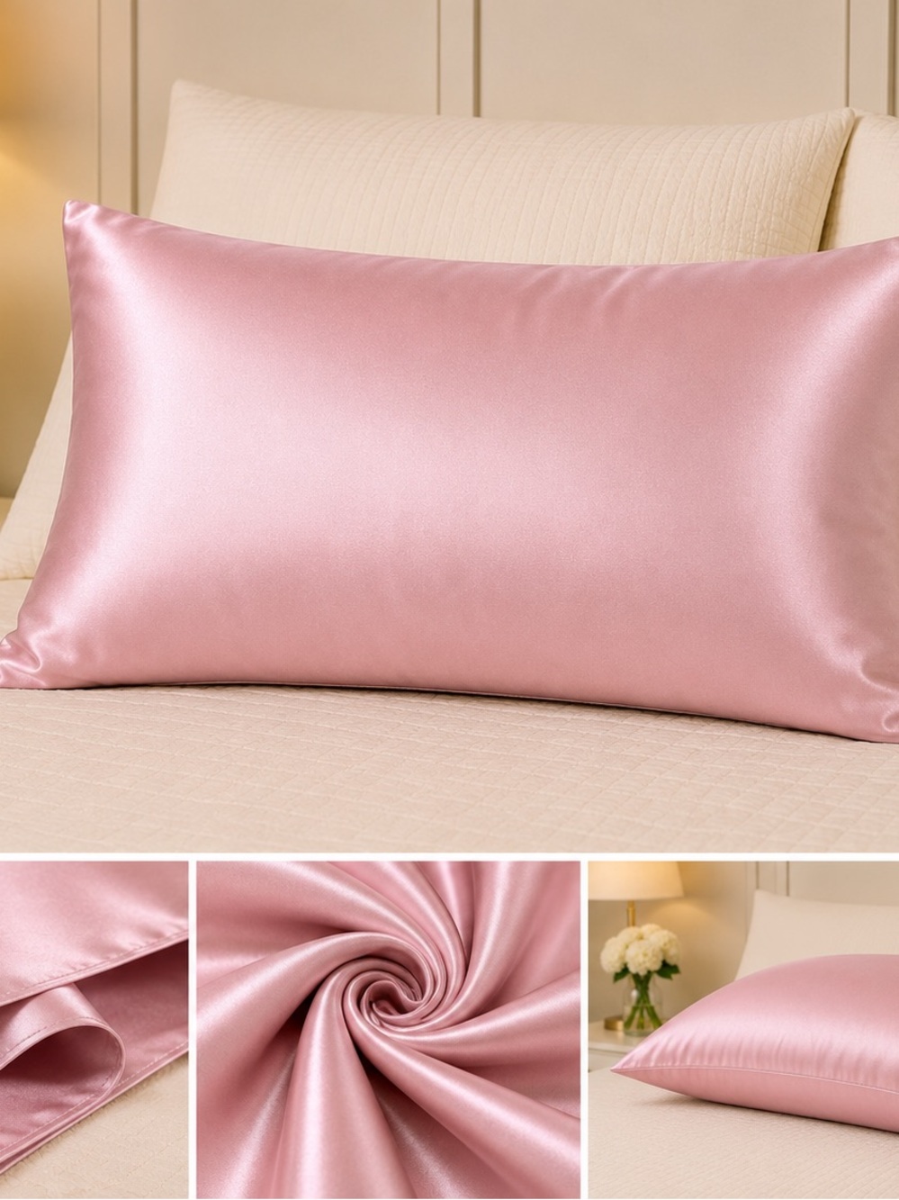 Satin Pink Pillowcase - Luxury Satin Pillow Cover